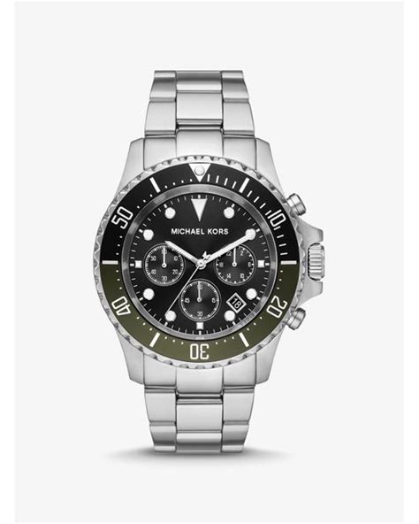 michael kors men's oversized chronograph watch silvertone|michael kors everest silver.